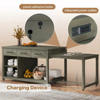 Extendable Kitchen Island With Storage(no include stool)