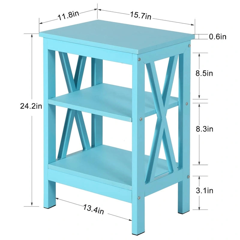 Modern Nightstand with 3-Tier Storage Shelves, Nightstands Set of 2