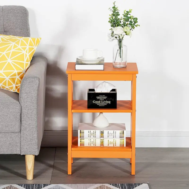 Modern Nightstand with 3-Tier Storage Shelves, Nightstands Set of 2