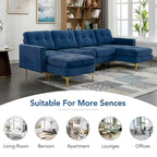 110.6 Velvet L-Shaped Sectional Sofa with Movable Ottoman and Storage Pockets