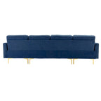 110.6 Velvet L-Shaped Sectional Sofa with Movable Ottoman and Storage Pockets
