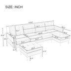 110.6 Velvet L-Shaped Sectional Sofa with Movable Ottoman and Storage Pockets