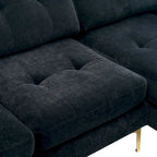 110.6 Velvet L-Shaped Sectional Sofa with Movable Ottoman and Storage Pockets