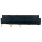 110.6 Velvet L-Shaped Sectional Sofa with Movable Ottoman and Storage Pockets