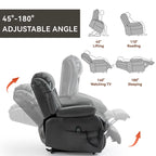 Faux Leather Dual Motor Power Lift Recliner Chair for Elderly, Lazy Boy Single Massage Sofa w/8-Point Vibration & Lumbar Heating
