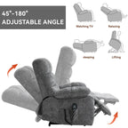 Dual Motor Power Lift Recliner Chair with Massage and Heat for Elderly People, Large Lazy Single Boy Recliners with Power-Remote