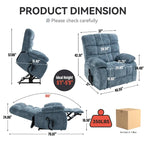 Dual Motor Power Lift Recliner Chair with Massage and Heat for Elderly People, Large Lazy Single Boy Recliners with Power-Remote
