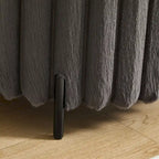 22.05Wide Upholstered Round Pouf Ottoman Foot Rest with Black Metal Legs