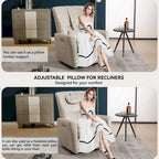 Leatheraire Swivel and Rocker Power Recliner Chair, Modern Single Recliner w/Lumbar & Neck Support Pillow, USB and Type-C Ports