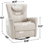 Leatheraire Swivel and Rocker Power Recliner Chair, Modern Single Recliner w/Lumbar & Neck Support Pillow, USB and Type-C Ports