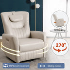 Leatheraire Swivel and Rocker Power Recliner Chair, Modern Single Recliner w/Lumbar & Neck Support Pillow, USB and Type-C Ports