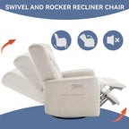 Leatheraire Swivel and Rocker Power Recliner Chair, Modern Single Recliner w/Lumbar & Neck Support Pillow, USB and Type-C Ports