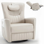 Leatheraire Swivel and Rocker Power Recliner Chair, Modern Single Recliner w/Lumbar & Neck Support Pillow, USB and Type-C Ports