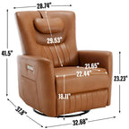 Leatheraire Swivel and Rocker Power Recliner Chair, Modern Single Recliner w/Lumbar & Neck Support Pillow, USB and Type-C Ports