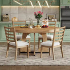 5-Piece Rustic Functional Dining Set, 1 Extendable Table with a 16-inch Leaf and 4 Upholstered Chairs
