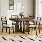 5-Piece Rustic Functional Dining Set, 1 Extendable Table with a 16-inch Leaf and 4 Upholstered Chairs