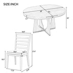 5-Piece Rustic Functional Dining Set, 1 Extendable Table with a 16-inch Leaf and 4 Upholstered Chairs
