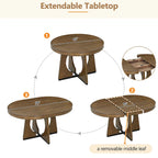 5-Piece Rustic Functional Dining Set, 1 Extendable Table with a 16-inch Leaf and 4 Upholstered Chairs