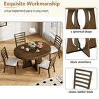 5-Piece Rustic Functional Dining Set, 1 Extendable Table with a 16-inch Leaf and 4 Upholstered Chairs
