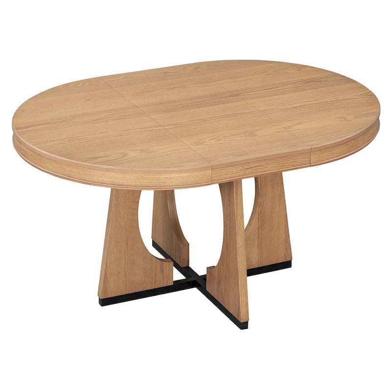 5-Piece Rustic Functional Dining Set, 1 Extendable Table with a 16-inch Leaf and 4 Upholstered Chairs