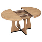 5-Piece Rustic Functional Dining Set, 1 Extendable Table with a 16-inch Leaf and 4 Upholstered Chairs
