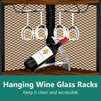 Corner Shelf with Doors, 65 Corner Cabinet with Shelves & Wine Glass Rack, 6 Tier Bookshelf Display Corner Shelves