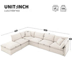 L Shaped Modular Sectional Chenille Sofa with Movable Ottoman
