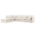 L Shaped Modular Sectional Chenille Sofa with Movable Ottoman