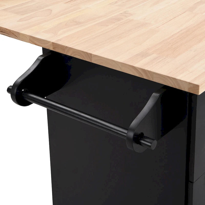 TOPMAX Kitchen Island Set with Drop Leaf and 2 Seatings, Dining Table Set with Adjustable Shelf, Drawers and Towel Rack