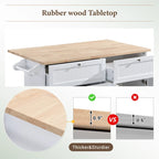 TOPMAX Kitchen Island Set with Drop Leaf and 2 Seatings, Dining Table Set with Adjustable Shelf, Drawers and Towel Rack