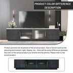 Glass Doors TV Stand for 70 TV, Media Console with 4 Drawers Floor Wood TV Media Center Table with Large Storage Cabinet