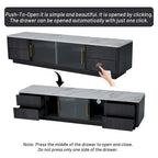 Glass Doors TV Stand for 70 TV, Media Console with 4 Drawers Floor Wood TV Media Center Table with Large Storage Cabinet