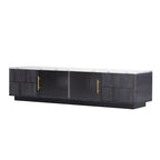 Glass Doors TV Stand for 70 TV, Media Console with 4 Drawers Floor Wood TV Media Center Table with Large Storage Cabinet