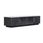 Glass Doors TV Stand for 70 TV, Media Console with 4 Drawers Floor Wood TV Media Center Table with Large Storage Cabinet