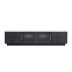 Glass Doors TV Stand for 70 TV, Media Console with 4 Drawers Floor Wood TV Media Center Table with Large Storage Cabinet