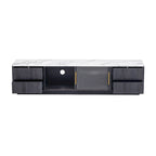 Glass Doors TV Stand for 70 TV, Media Console with 4 Drawers Floor Wood TV Media Center Table with Large Storage Cabinet