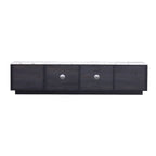 Glass Doors TV Stand for 70 TV, Media Console with 4 Drawers Floor Wood TV Media Center Table with Large Storage Cabinet