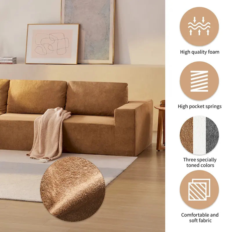 147 Modular Sectional Sofa,L Shaped Wide Seat Couch,Free Combination