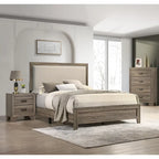Grey Finish Fabric Upholstered Headboard Tufted Nailhead Trim 1pc Queen Size Panel Bed Beautiful Wooden Bedroom Furniture