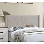 Light Brown Color 1pc Queen Size Bed Burlap Fabric Headboard Upholstered Bedroom Furniture Platform Bedframe