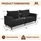 Modern 82.68  Chenille Upholstered Sofa Loveseat Sofa with USB Ports for Living Space