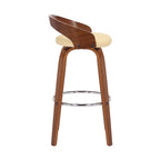 Faux Leather Swivel Counter Height Bar Chair with Wood Frame and Footrest