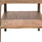 Tuley Corner End Table, Storage Shelf, Gray Pine Wood, 22in Square