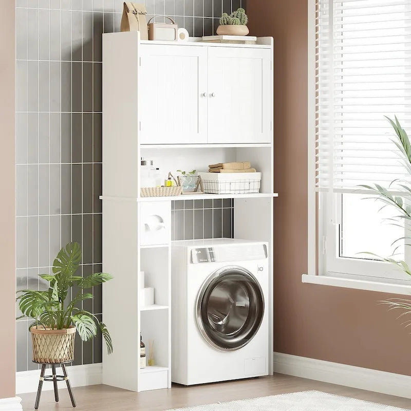 Over The Toilet Storage Cabinet With Barn Door, White Above Toilet Storage Cabinet