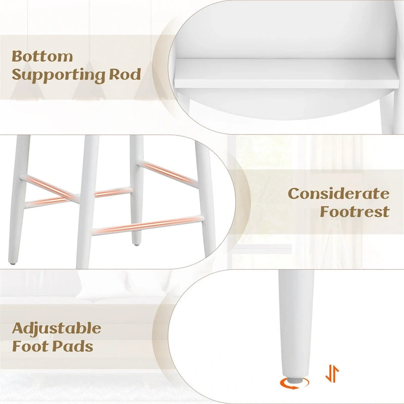 Gymax Bar Height Stools Set of 4 Bar Chair w/ Acacia Wood Frame