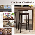 Gymax Bar Height Stools Set of 4 Bar Chair w/ Acacia Wood Frame