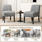 Gymax Armless Accent Chair w/ Rubber Wood Legs Modern Vanity Chair for