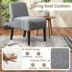 Gymax Armless Accent Chair w/ Rubber Wood Legs Modern Vanity Chair for