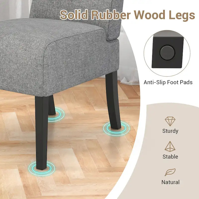 Gymax Armless Accent Chair w/ Rubber Wood Legs Modern Vanity Chair for