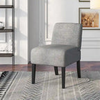 Gymax Armless Accent Chair w/ Rubber Wood Legs Modern Vanity Chair for
